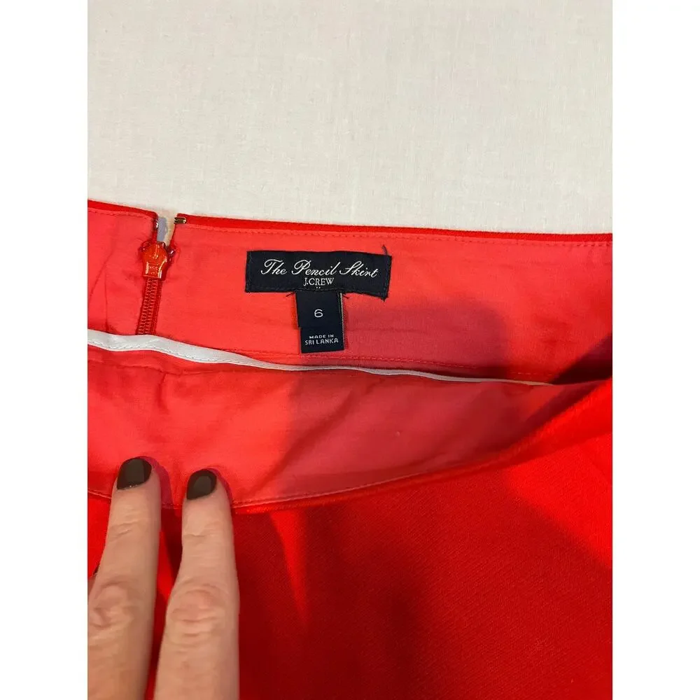 J. Crew The Pencil Skirt Red‎ Cotton 6